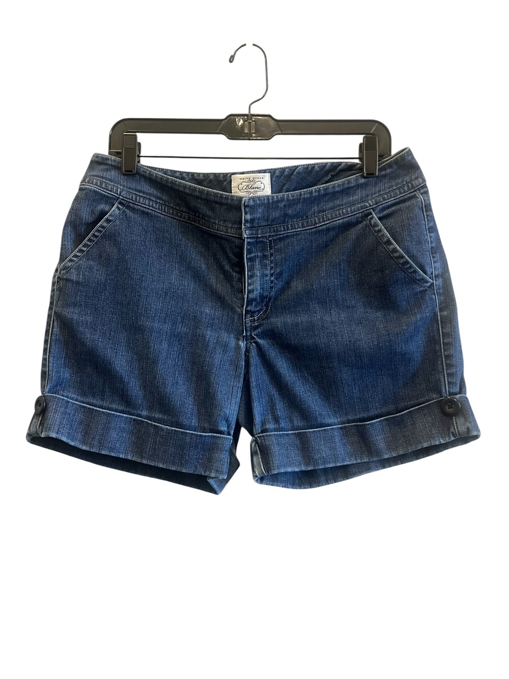 White House Black Market Dark Blue Faded Denim Cuffed Shorts